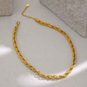 New 18K Gold Plated Chunky Link Chain Necklace 9a